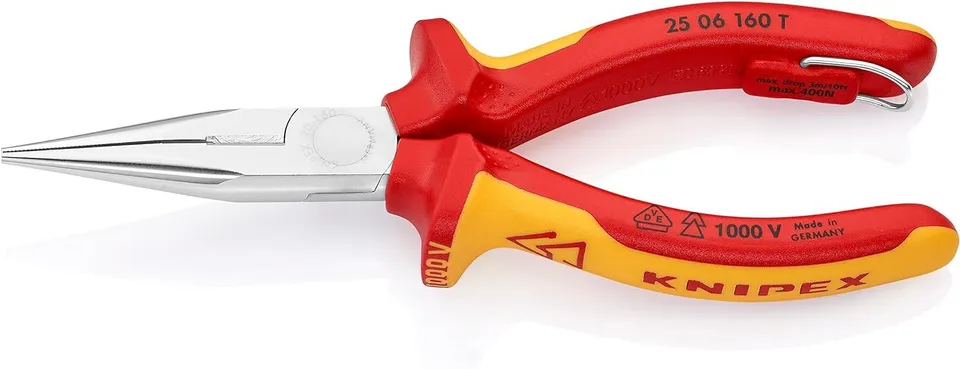 knipex-25-06-160-t-bk-flachrundzange-160-mm-vde-mit-schneide-und-absturzsicherun image 1