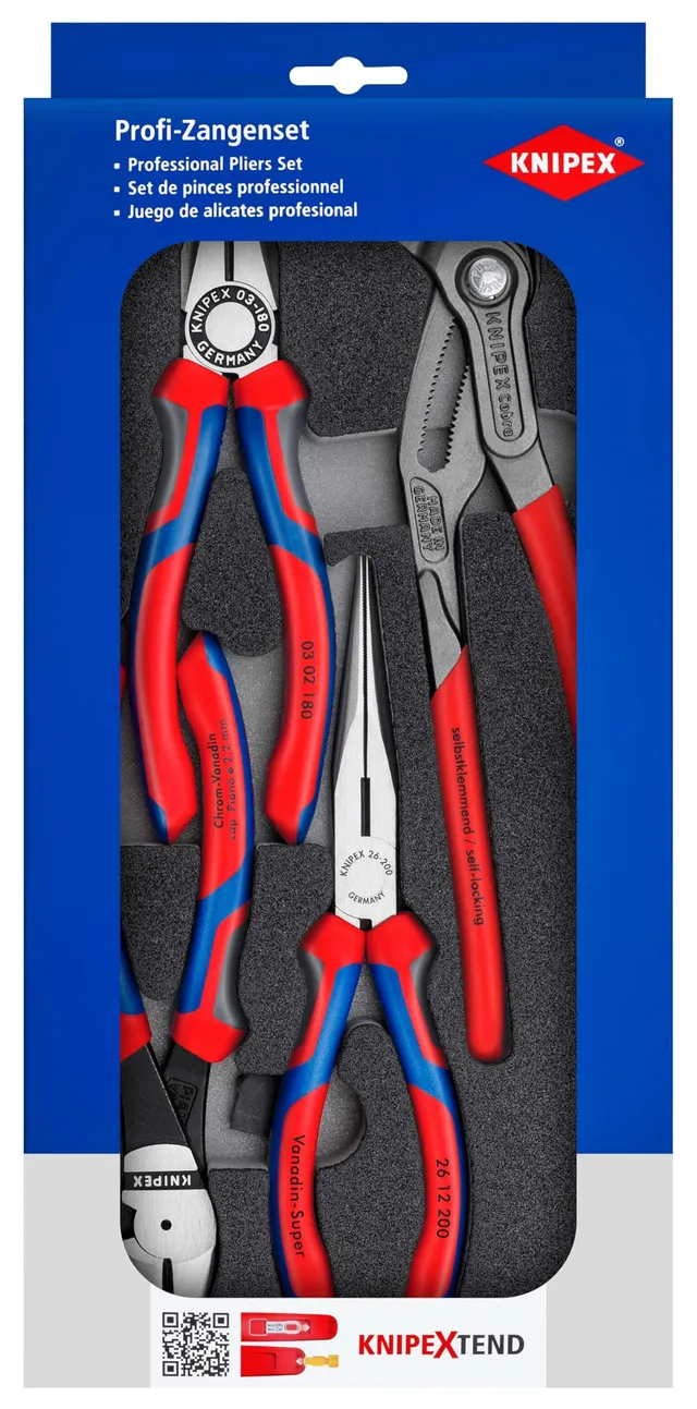 knipex-00-20-01-v15-zangen-set-4-teilig-in-schaumstoffeinlage image 1