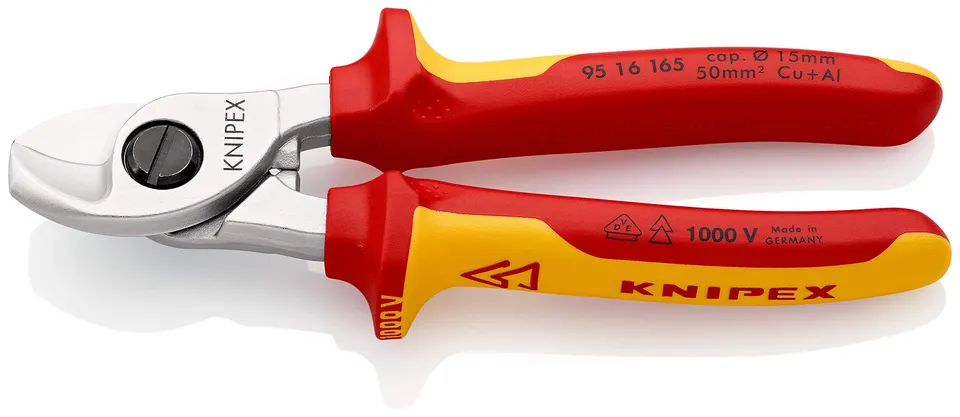 knipex-kabelschere-95-16-165-vde-kabelschneider-165-mm-f-r-cu-al-kabel-bis-15-mm image 1