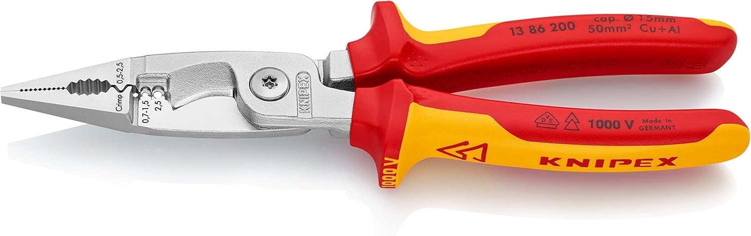 knipex-13-86-200-sb-elektro-installationszange-200-mm-verchromt-vde-mehrkomponen image 2