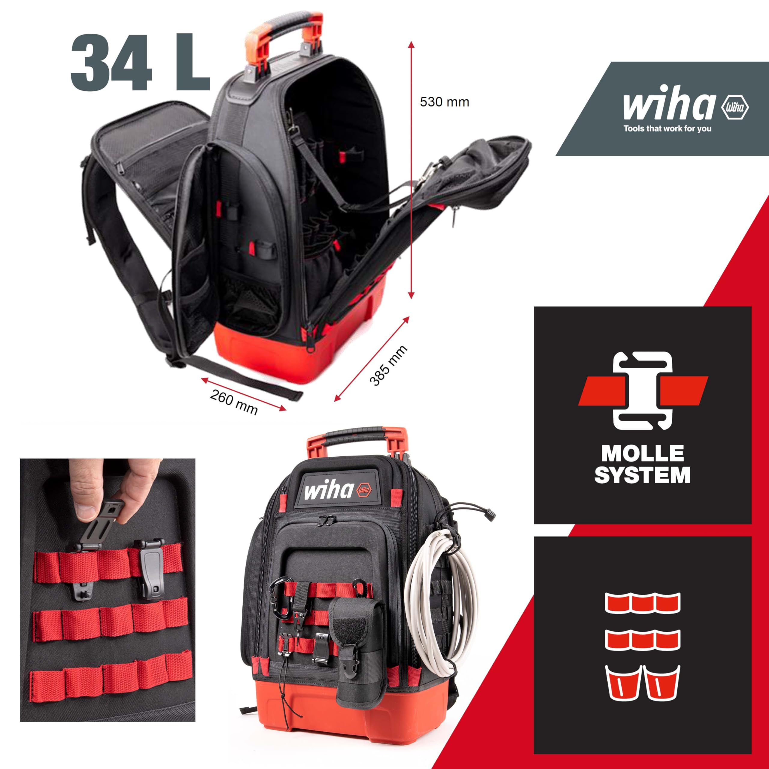 wiha-elektriker-werkzeugrucksack-45528-27-teilig-mit-grundausstattung-laptopfach image 7
