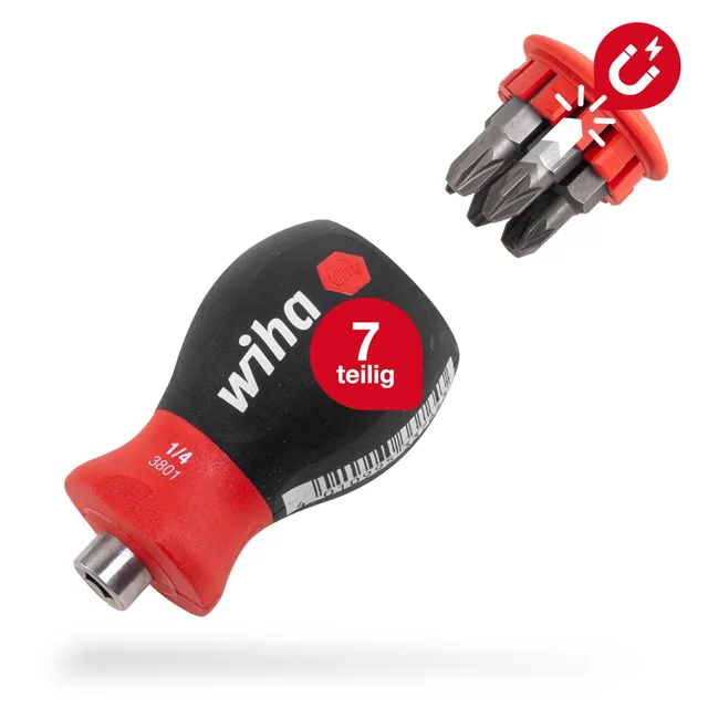 wiha-schraubendreher-stubby-mit-bit-magazin-magnetisch-33741-6-bits-1-4-zoll image 1