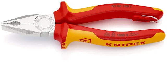 knipex-kombizange-03-06-180-t-bk-vde-180-mm-verchromt-mit-absturzsicherung image 1