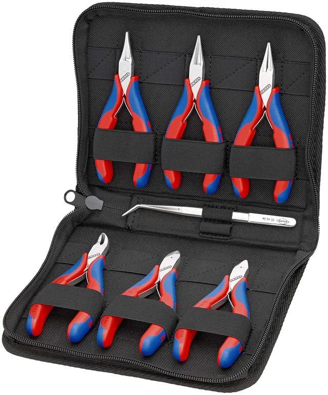 knipex-00-20-16-elektronikzangen-set-7-teilig-215-mm-f-r-elektronische-bauteile image 1