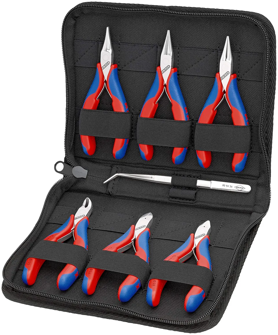 knipex-00-20-16-elektronikzangen-set-7-teilig-215-mm-f-r-elektronische-bauteile image 1