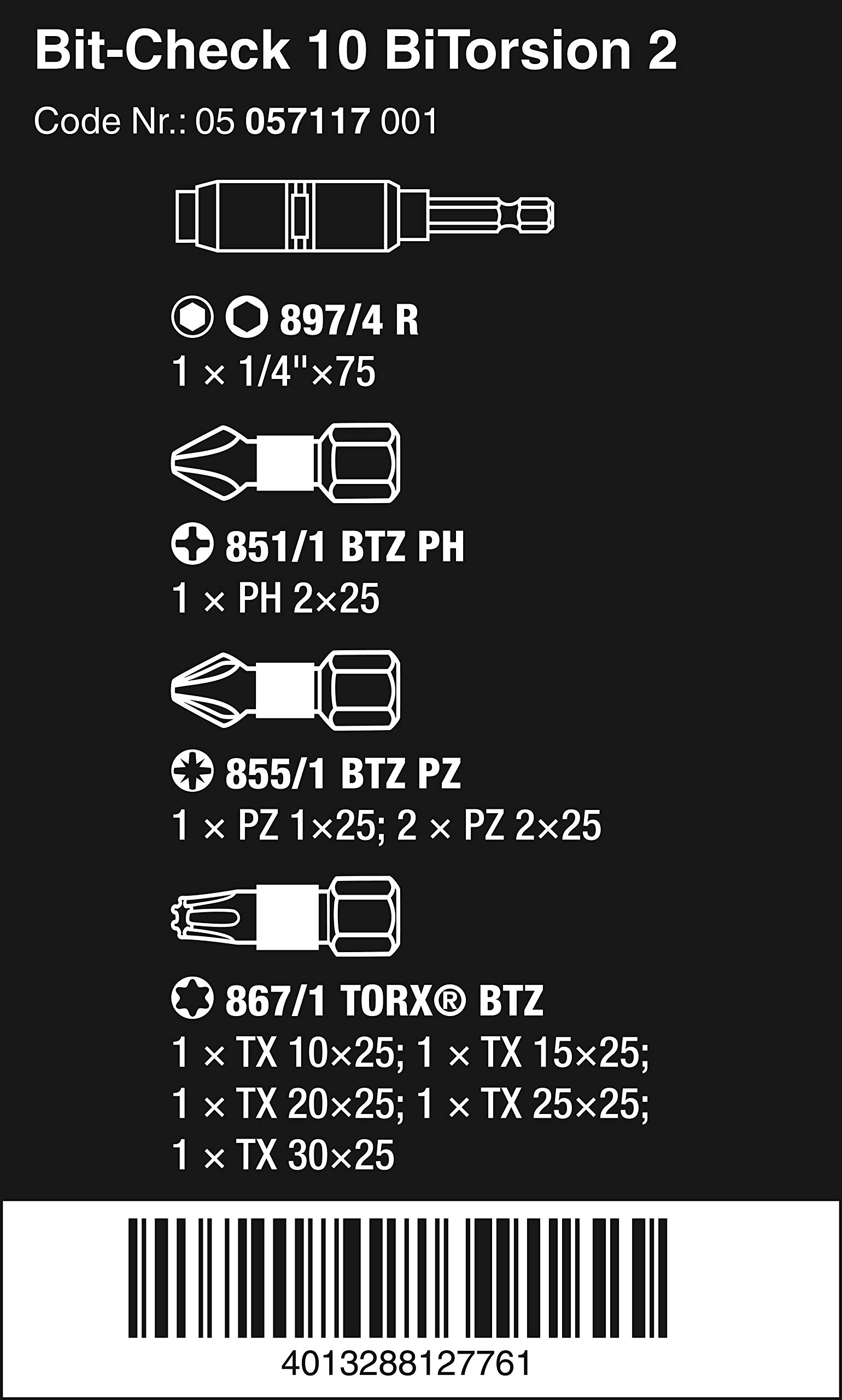 wera-bit-check-10-bitorsion-2-bit-sortiment-10-teilig-05057117001 image 2