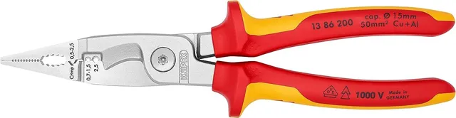 knipex-13-86-200-sb-elektro-installationszange-200-mm-verchromt-vde-mehrkomponen image 1