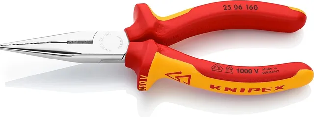 knipex-flachrundzange-vde-25-06-160-radiozange-160-mm-verchromt-mit-schneide image 1
