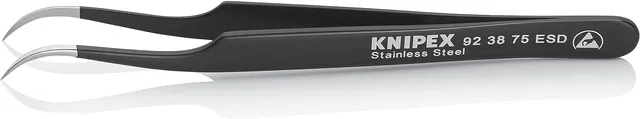 knipex-universalpinzette-92-38-75-esd-mattiert-glatt-118-mm-antimagnetisch image 1
