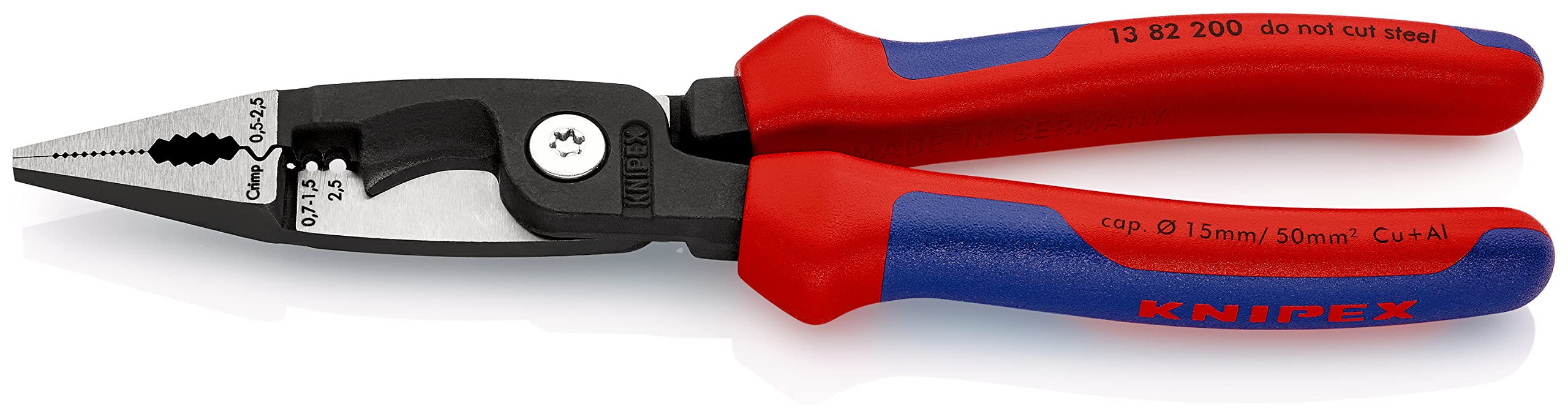 knipex-elektro-installationszange-13-82-200-sb-200-mm-comfort-griffe image 2