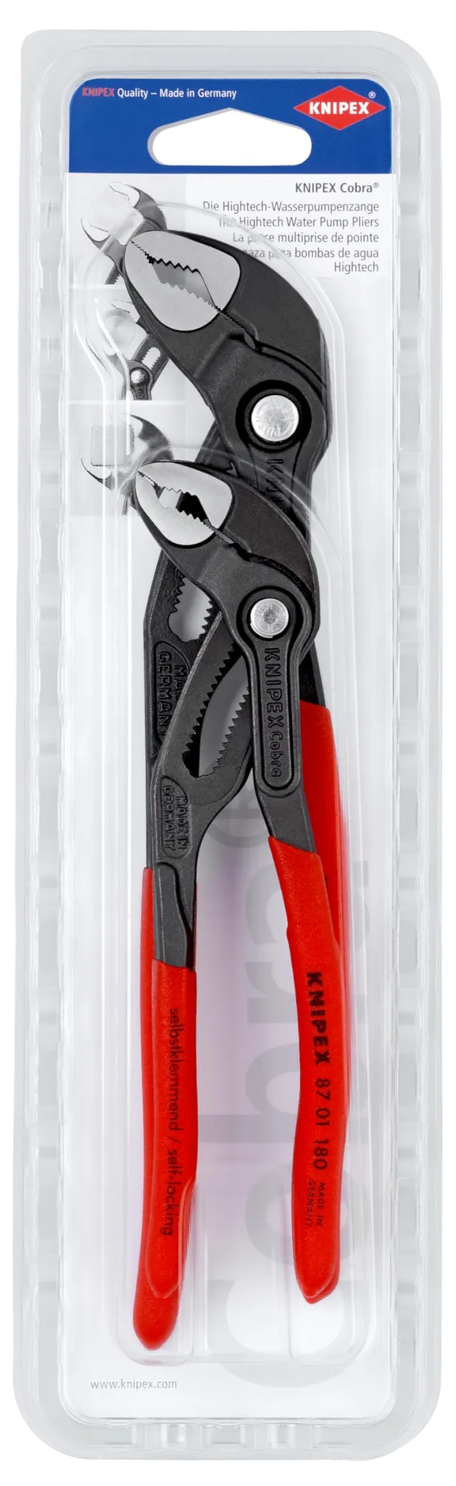 knipex-zangen-set-00-31-20-v01-2x-cobra-wasserpumpenzange-180-250-mm-im-blister image 1