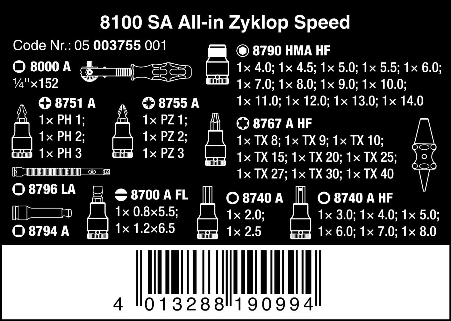 wera-8100-sa-all-in-zyklop-speed-knarrensatz-1-4-zoll-42-teilig image 2