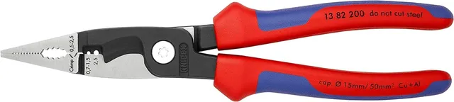 knipex-elektro-installationszange-13-82-200-comfort-griffe-200-mm image 1