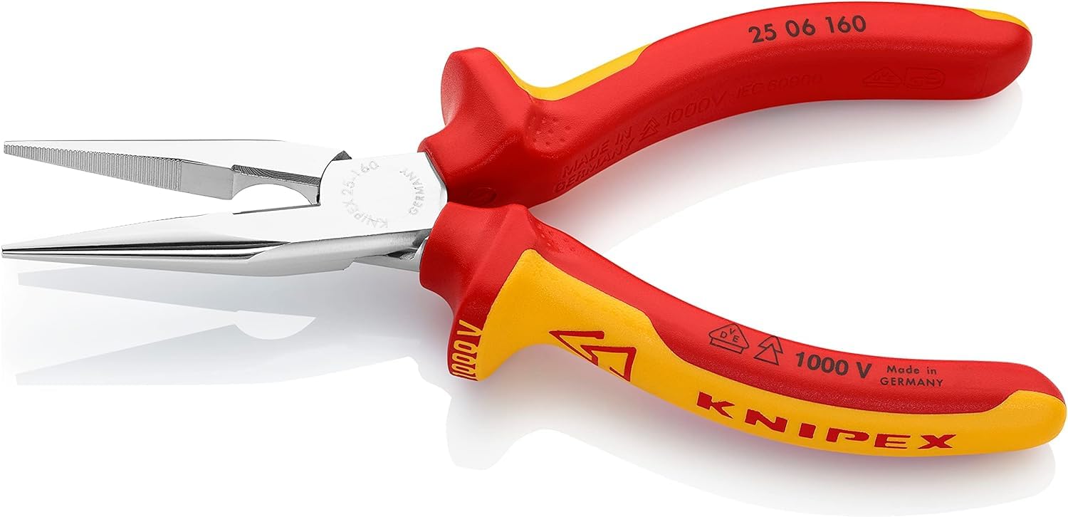 knipex-flachrundzange-vde-25-06-160-radiozange-160-mm-verchromt-mit-schneide image 2