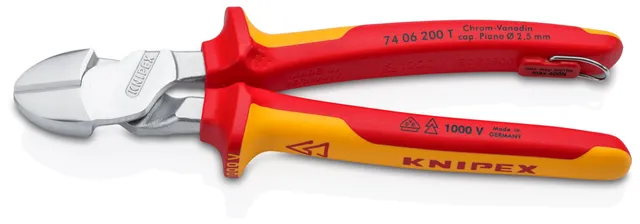 knipex-kraft-seitenschneider-74-06-200-t-vde-verchromt-200-mm-mit-absturzsicheru image 1