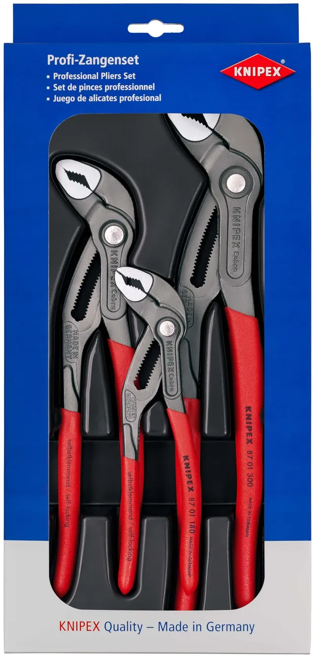 knipex-cobra-paket-00-20-09-v02-wasserpumpenzangen-set-3-teilig-150-bis-300-mm image 1