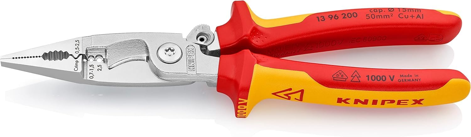 knipex-elektro-installationszange-13-96-200-sb-verchromt-vde-gepr-ft-200-mm image 2