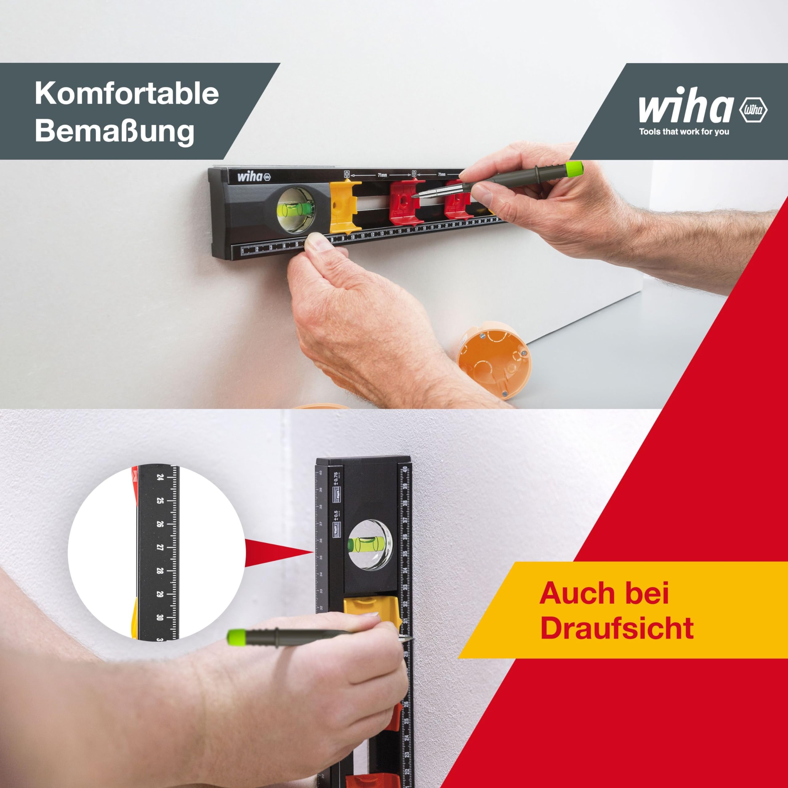 wiha-markier-wasserwaage-elektriker-40-cm-42074-f-r-unterputzdosen image 3