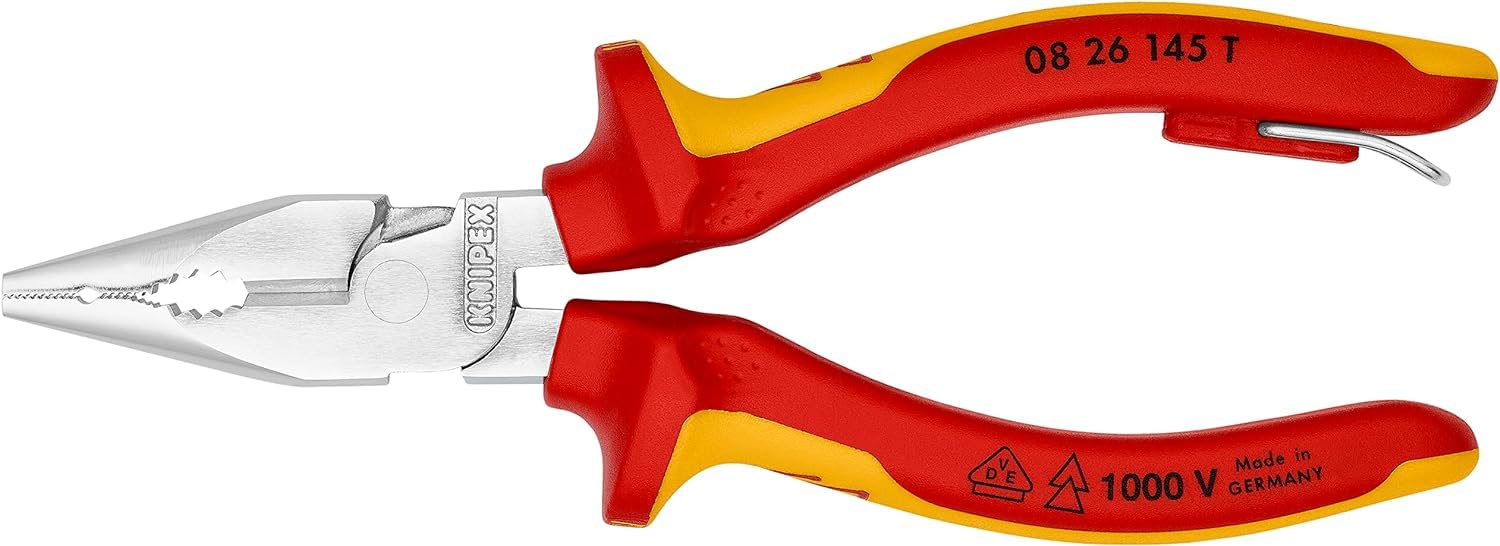 knipex-spitz-kombizange-08-26-145-t-verchromt-vde-145-mm-mit-absturzsicherung image 3
