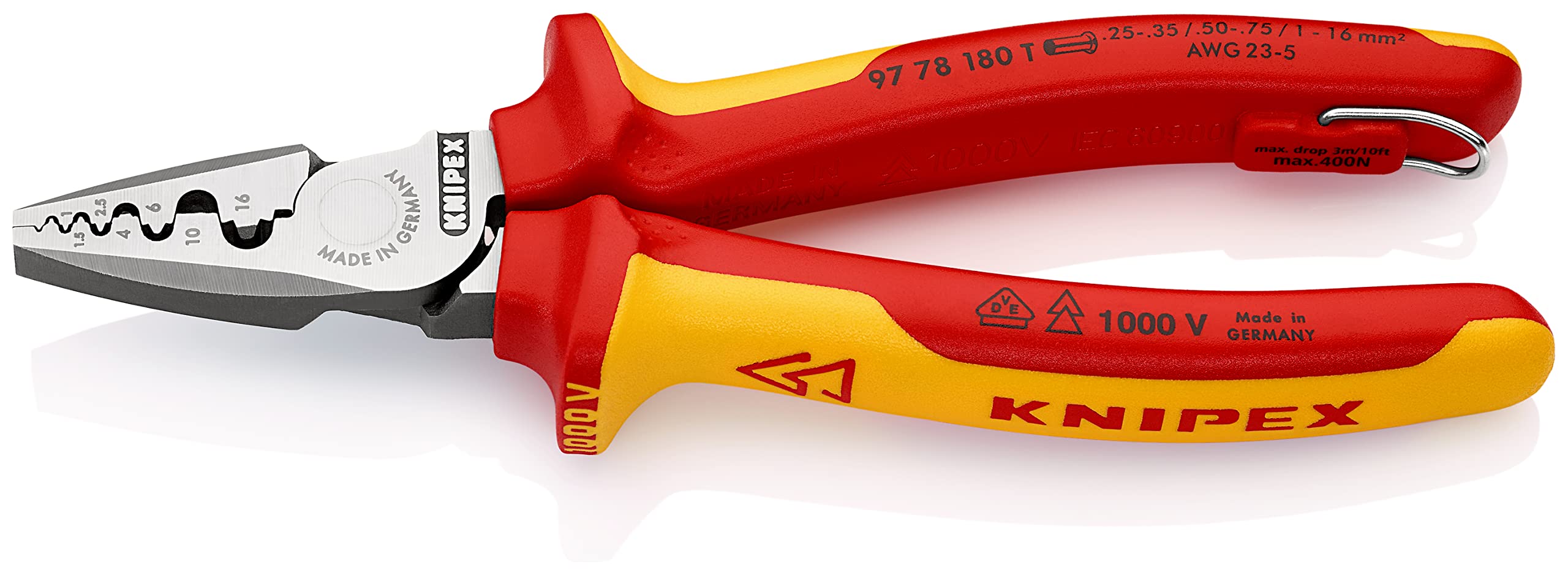knipex-crimpzange-97-78-180-t-vde-f-r-aderendh-lsen-0-25-16-mm-mit-befestigungs- image 1