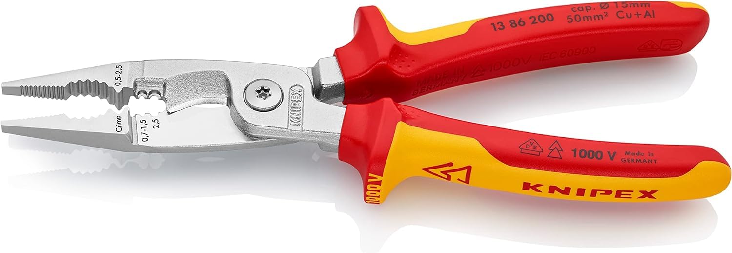 knipex-13-86-200-sb-elektro-installationszange-200-mm-verchromt-vde-mehrkomponen image 3