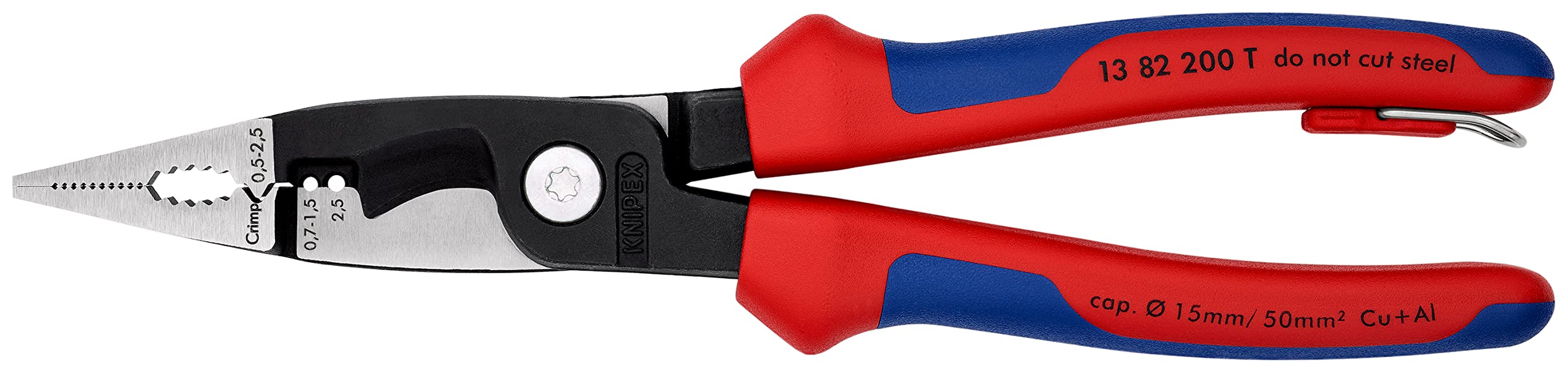 knipex-elektro-installationszange-13-82-200-t-bk-200-mm-mit-absturzsicherung image 1