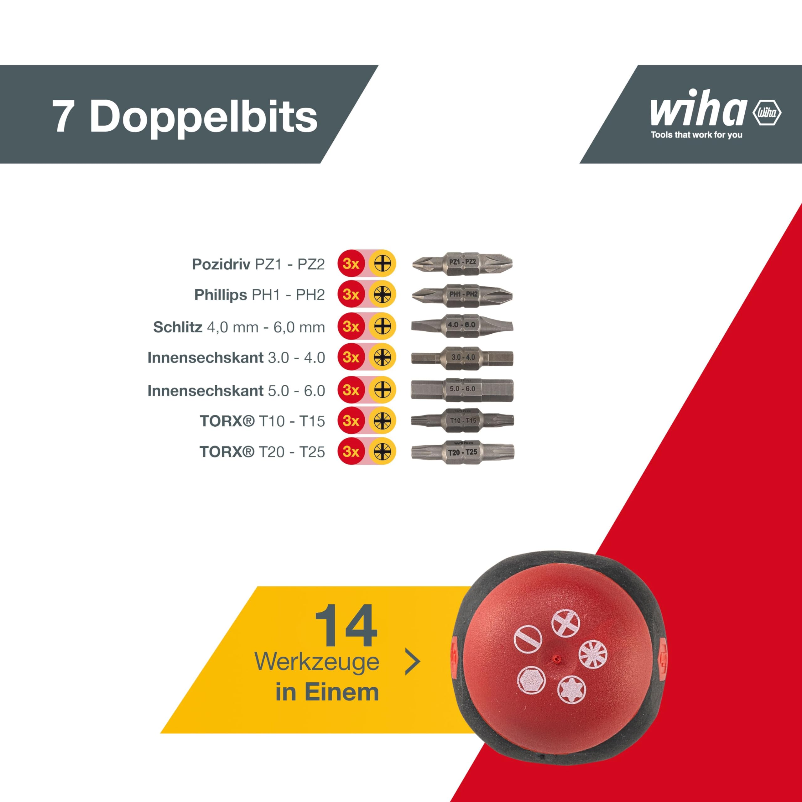 wiha-schraubendreher-mit-bit-magazin-stubby-43613-14-in-1 image 2