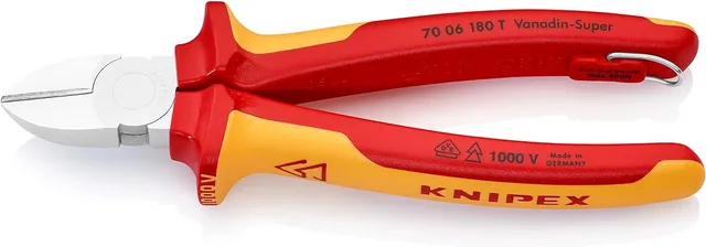 knipex-70-06-180-t-bk-seitenschneider-verchromt-vde-180-mm-mit-absturzsicherung image 1