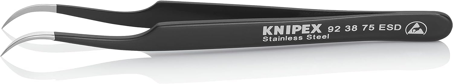 knipex-universalpinzette-92-38-75-esd-mattiert-glatt-118-mm-antimagnetisch image 1
