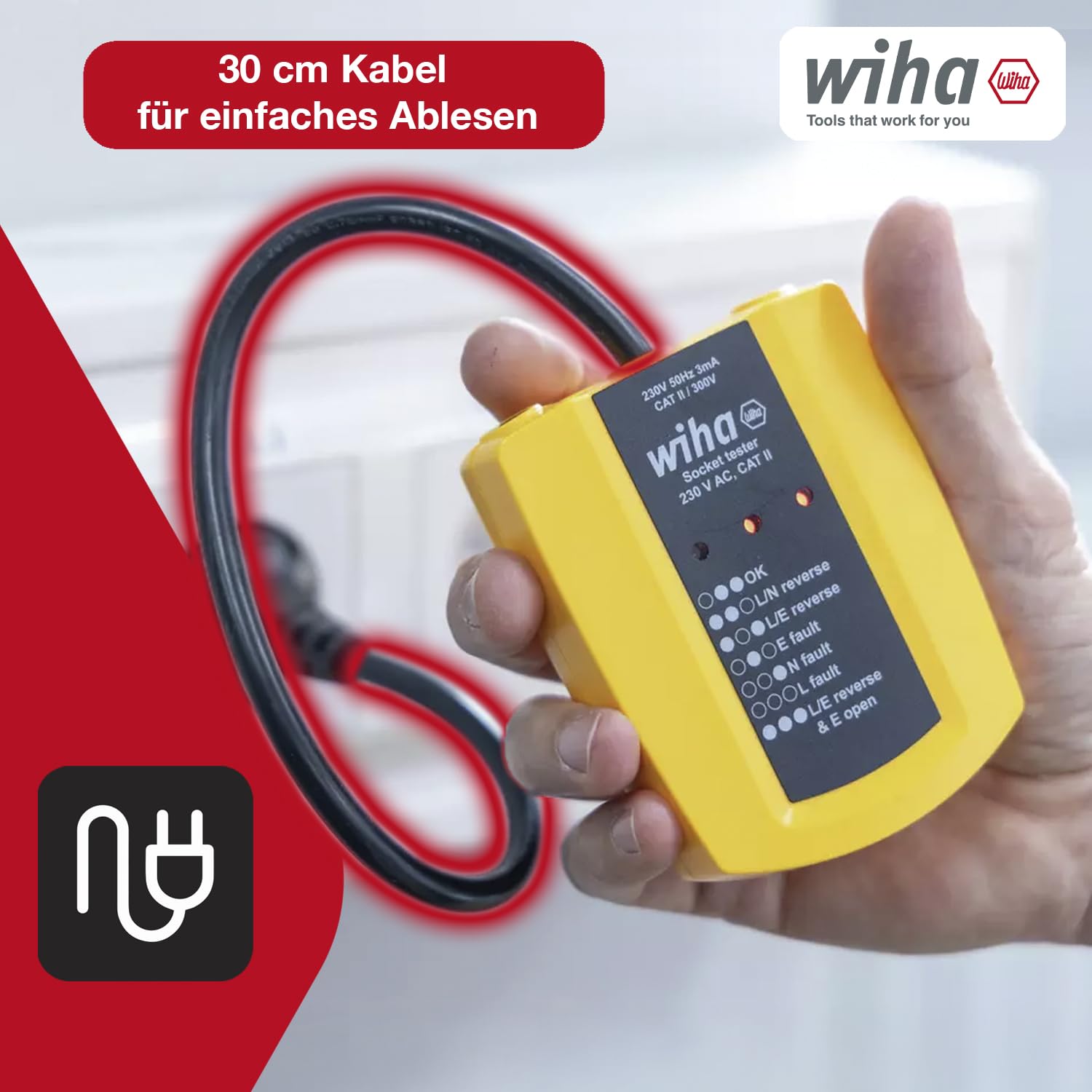 wiha-steckdosentester-230-v-ac-cat-ii-45220-mit-flexiblem-kabel-und-led-anzeige image 4