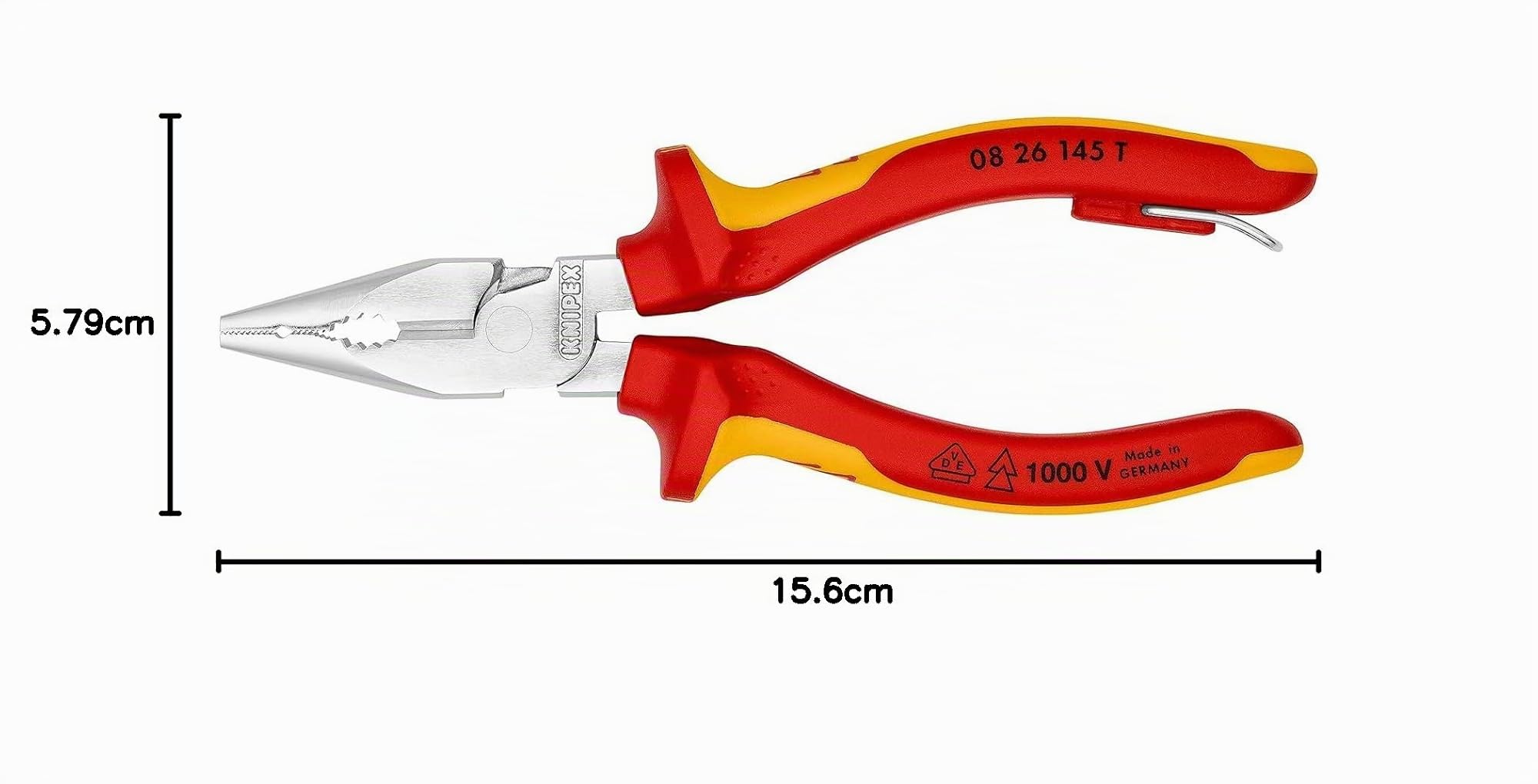 knipex-spitz-kombizange-08-26-145-t-verchromt-vde-145-mm-mit-absturzsicherung image 7