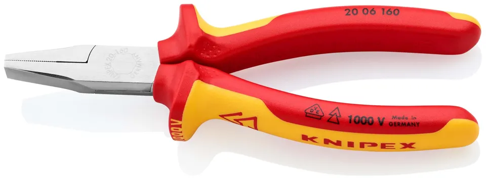 knipex-flachzange-20-06-160-160-mm-verchromt-vde-gepr-ft-mit-mehrkomponenten-h-l image 1