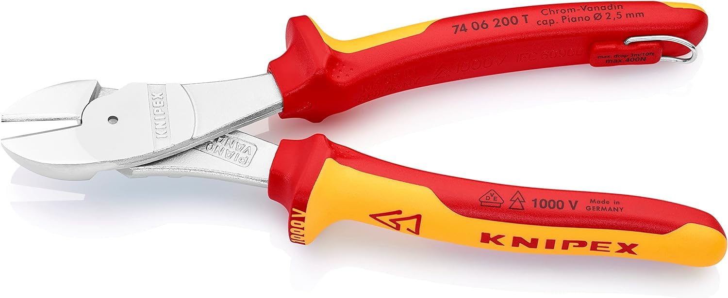 knipex-kraft-seitenschneider-74-06-200-t-bk-200-mm-vde-mit-absturzsicherung image 2