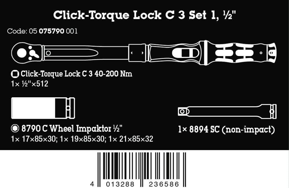 wera-05075790001-click-torque-lock-c-3-kfz-radwechsel-set-1-6-teilig image 2