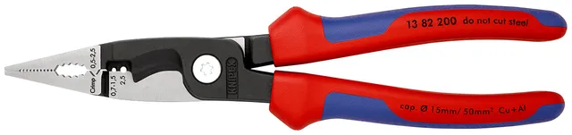 knipex-elektro-installationszange-13-82-200-sb-200-mm-comfort-griffe image 1
