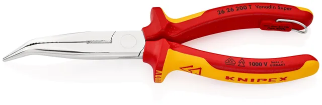 knipex-26-26-200-t-flachrundzange-storchschnabelzange-vde-mit-absturzsicherung image 1