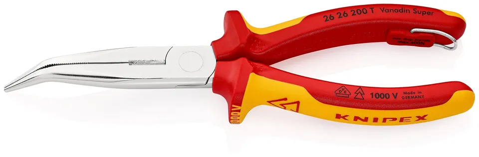 knipex-26-26-200-t-flachrundzange-storchschnabelzange-vde-mit-absturzsicherung image 1