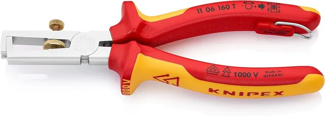 knipex-abisolierzange-11-06-160-t-bk-vde-mit-ffnungsfeder-verchromt-160-mm image 1