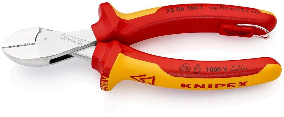 knipex-x-cut-73-06-160-t-kompakt-seitenschneider-160-mm-verchromt-vde-isoliert-m image 1