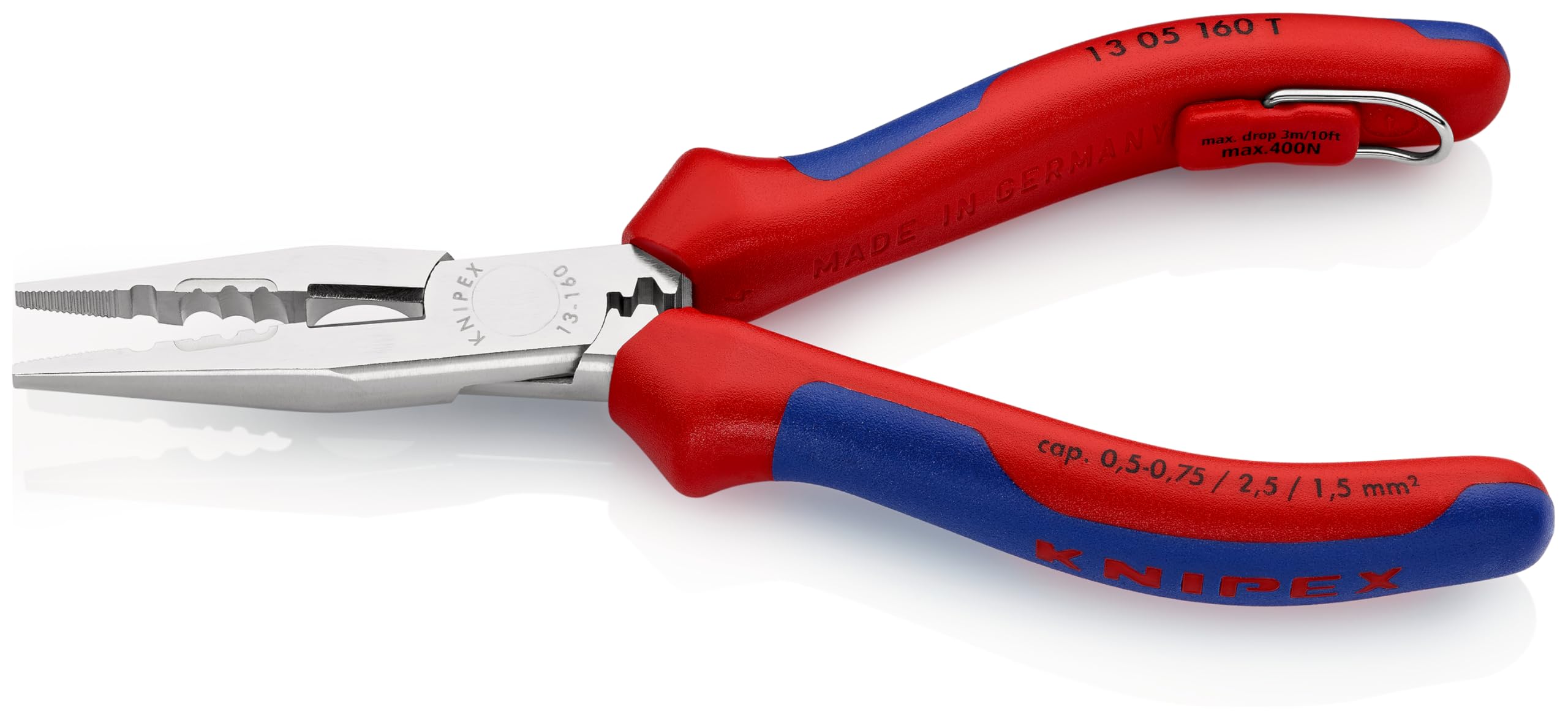 knipex-verdrahtungszange-13-05-160-t-bk-160-mm-verchromt-5-in-1-mit-absturzsiche image 2