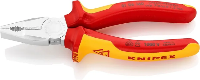 knipex-01-06-160-kombizange-verchromt-vde-isoliert-160-mm image 1