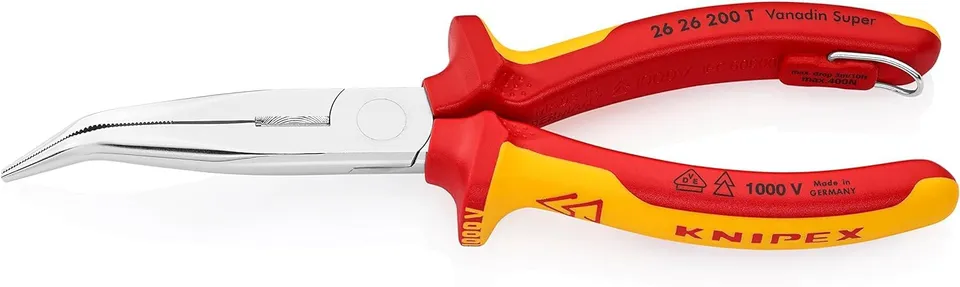 knipex-flachrundzange-mit-schneide-26-26-200-t-bk-200-mm-vde-storchschnabelzange image 1