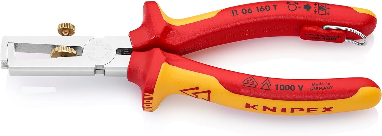 knipex-abisolierzange-11-06-160-t-bk-vde-mit-ffnungsfeder-verchromt-160-mm image 1