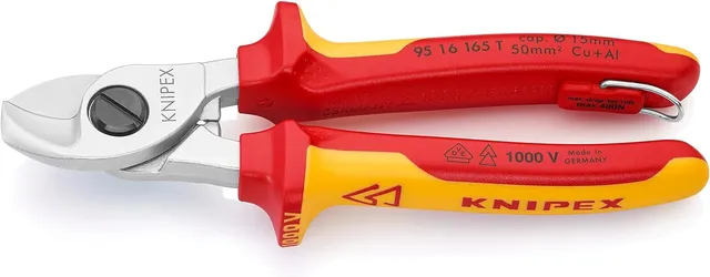 knipex-kabelschere-95-16-165-t-bk-vde-165-mm-f-r-cu-al-kabel-bis-50-mm image 1