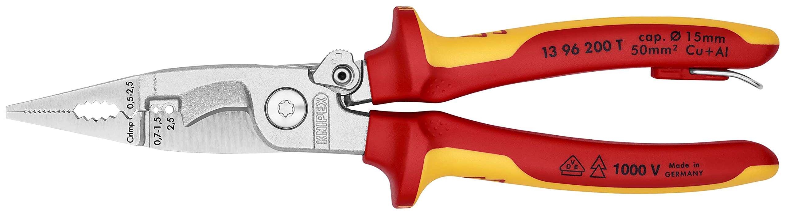 knipex-elektro-installationszange-13-96-200-t-bk-200-mm-vde-gepr-ft-verchromt image 1