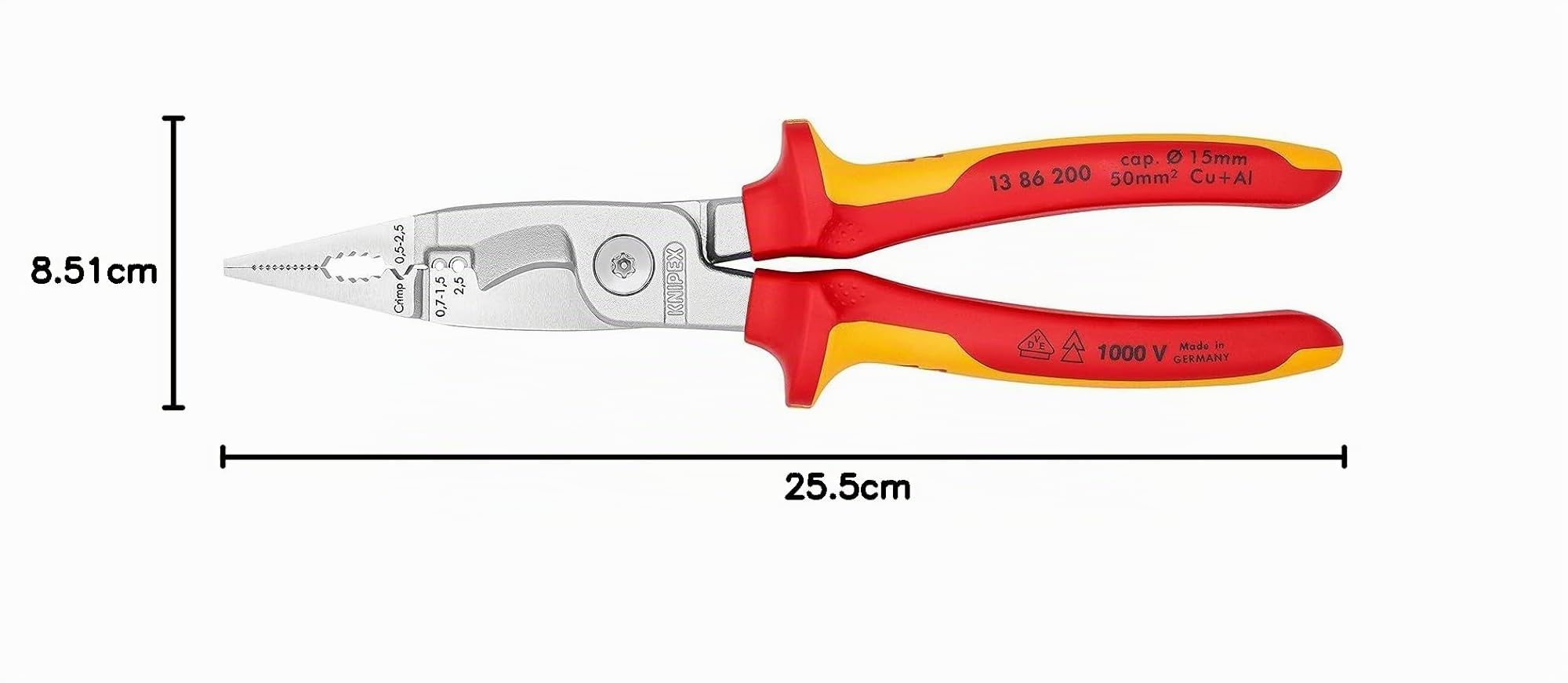 knipex-13-86-200-sb-elektro-installationszange-200-mm-verchromt-vde-mehrkomponen image 6