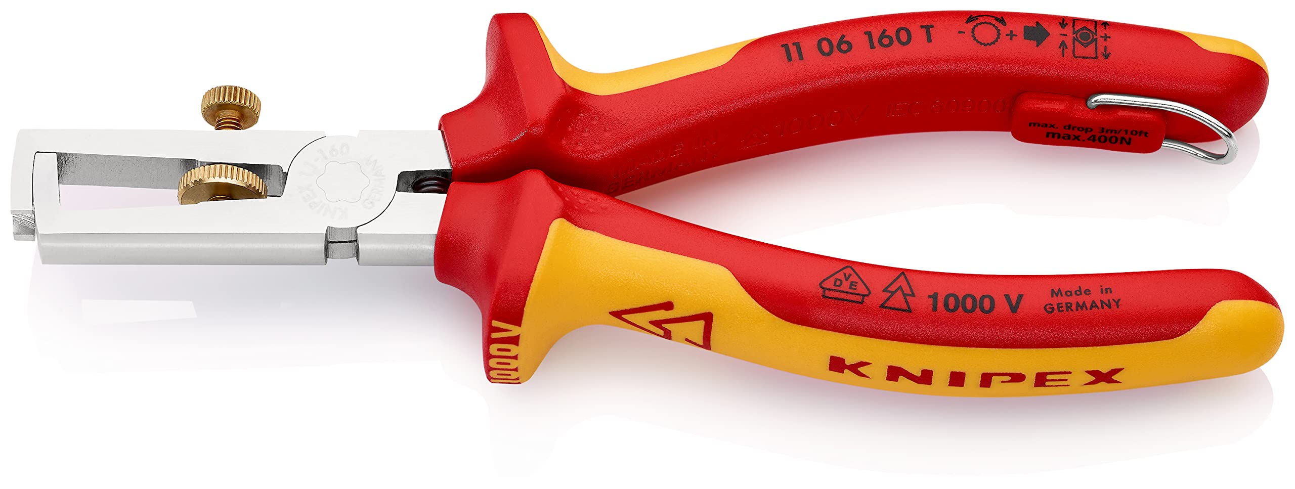 knipex-abisolierzange-11-06-160-t-vde-160-mm-verchromt-mit-absturzsicherung image 1
