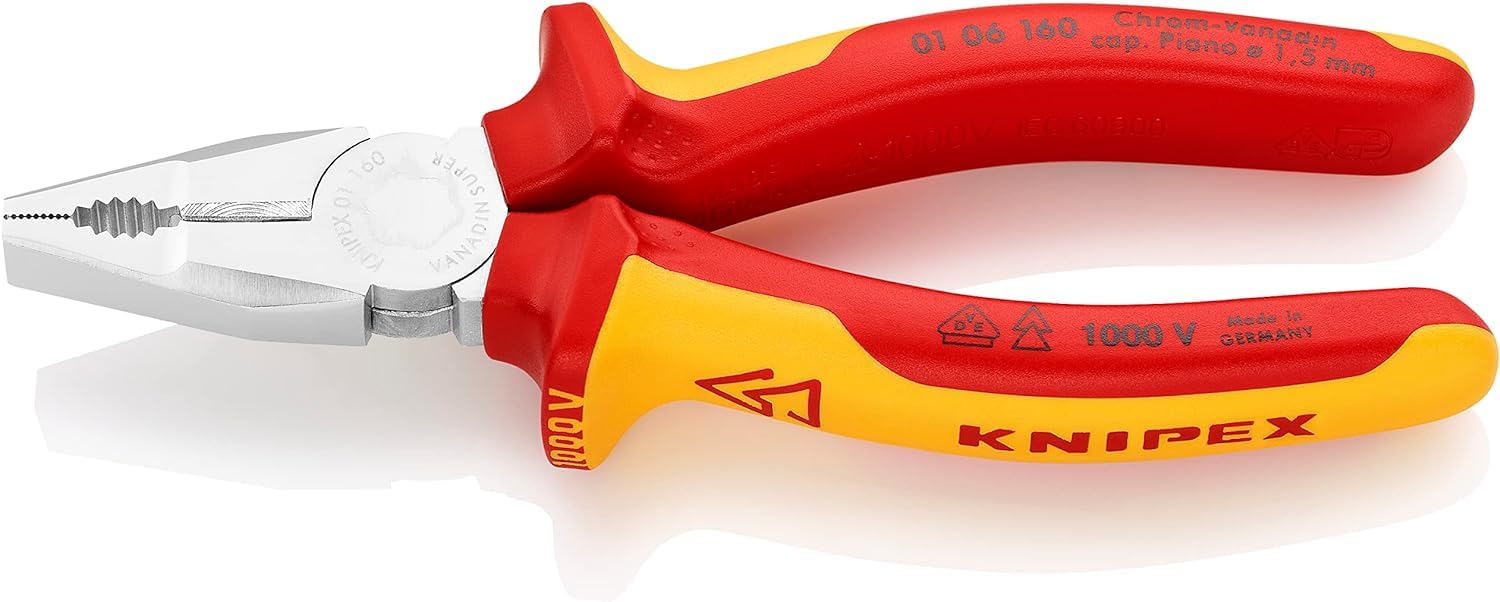 knipex-01-06-160-kombizange-verchromt-vde-isoliert-160-mm image 1