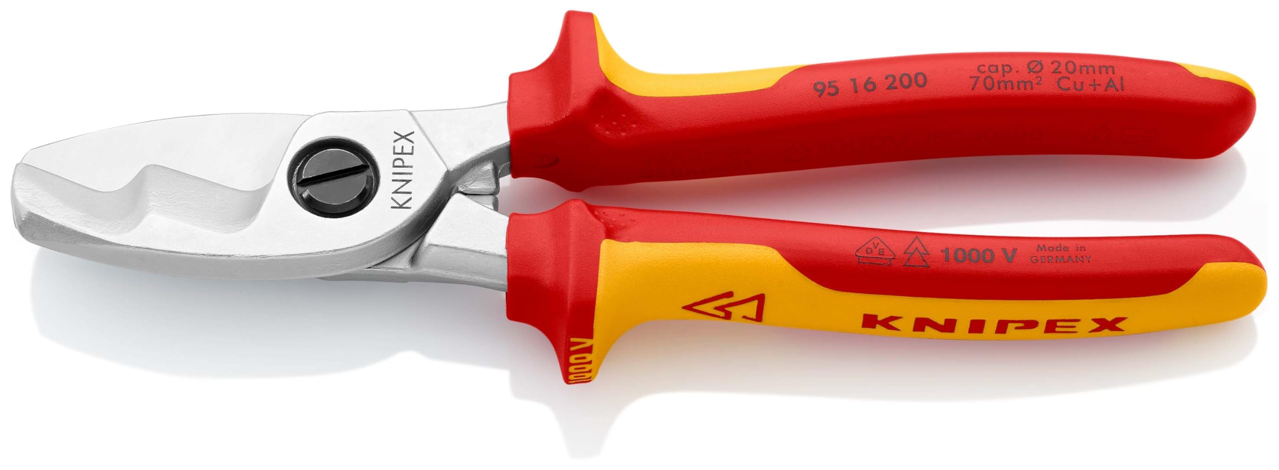knipex-kabelschere-95-16-200-vde-kabelschneider-200-mm-mit-doppelschneide-bis-20 image 1