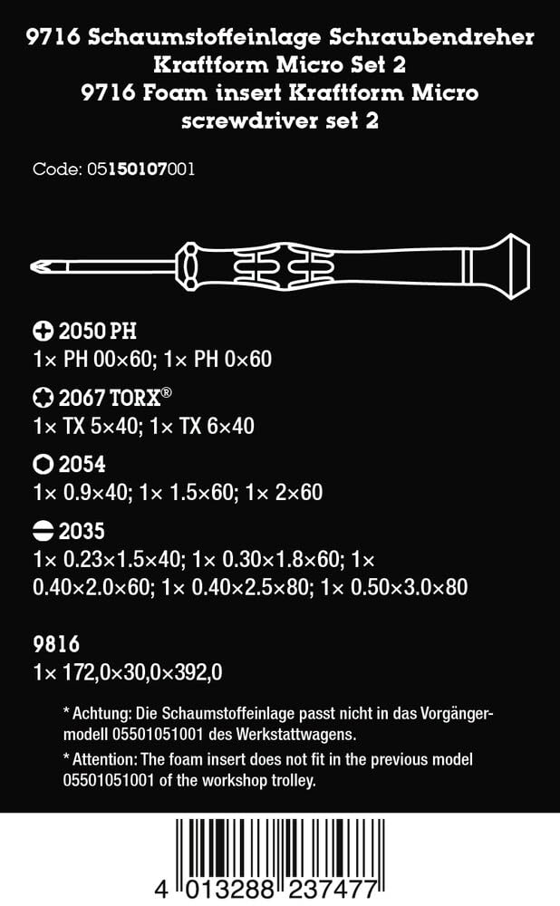 wera-05150107001-9716-schaumstoffeinlage-kraftform-micro-set-2-13-teilig image 2